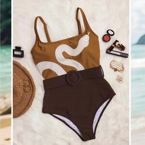 NWT Averie Designer Swimwear CORINA Belted One-Piece Bathing Suit sz 3XL XXXL